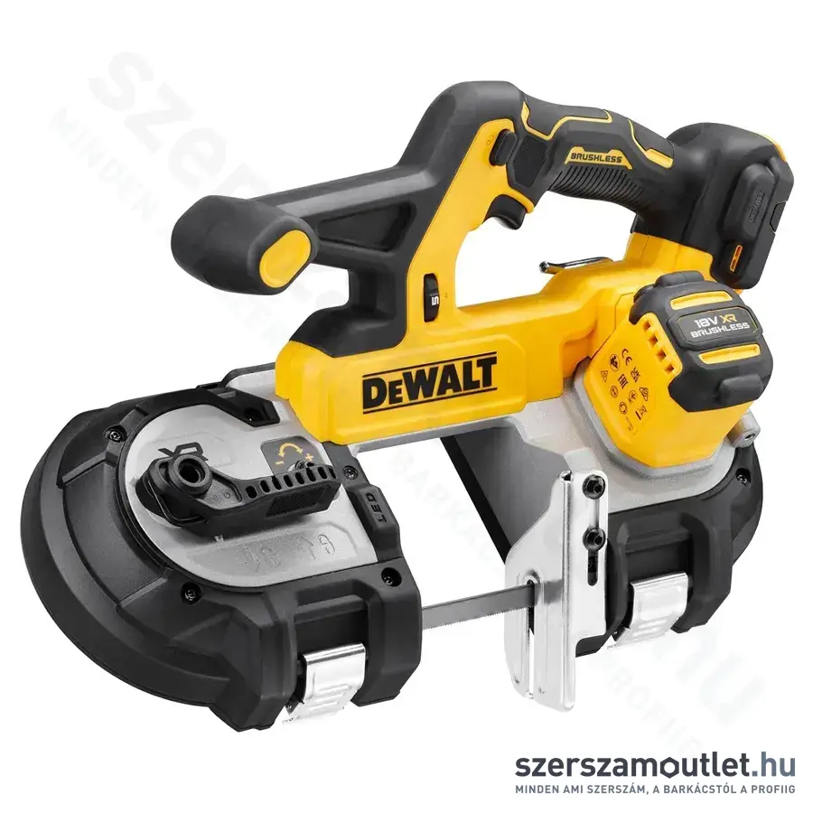 DEWALT DCS378N-XJ Akkus szénkefementes szalagfűrész 18V (Akku és töltő nélkül)