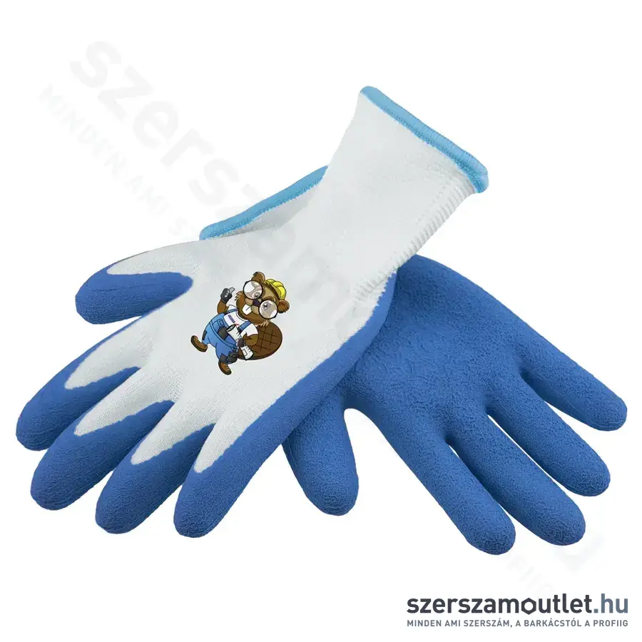 DEDRA Gyermek latex munkakesztyű, habosított latex, 5-ös méret (Kék/Fehér) (BH1007R05)