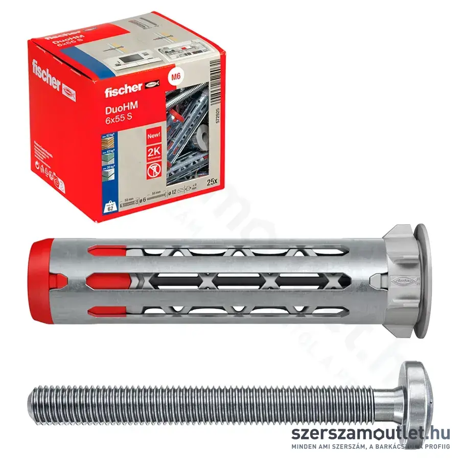 FISCHER DuoHM S PH TX Üreges, fém-nylon dübel D-fejű, 6x55mm (25db/doboz) (572925FIS)