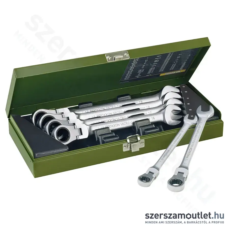 PROXXON Micro-Combispeeder Racsnis csillag-villáskulcs készlet hajlítható fejjel, 8-19mm, 7db-os