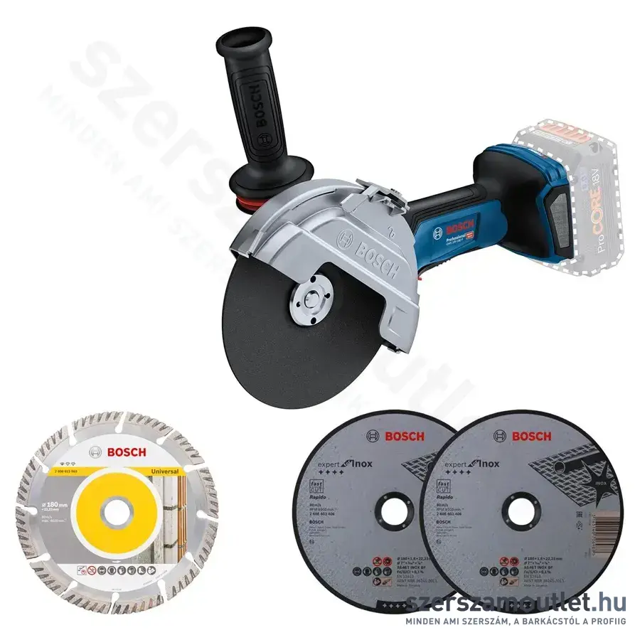 BOSCH GWS 18V-180 P Prof. BITURBO Akkus szénkefementes sarokcsiszoló 180mm, 18V (Akku/töltő nélkül)