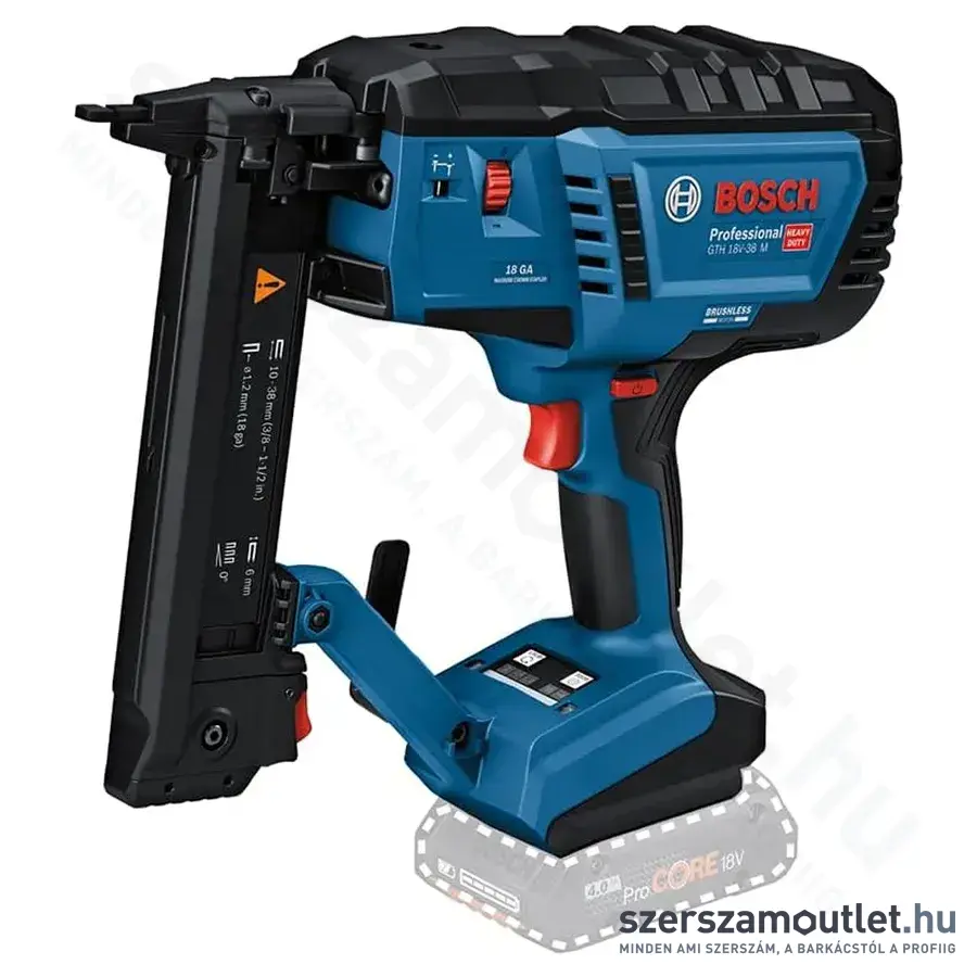 BOSCH GTH 18V-38 M Professional Akkus szénkefementes tűzőgép fához 18V (Akku és töltő nélkül)