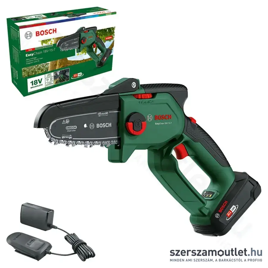 BOSCH EasyChain 18V-15-7 Akkus láncfűrész 15cm, 18V (2,5Ah akku és töltő) (06008B8900)