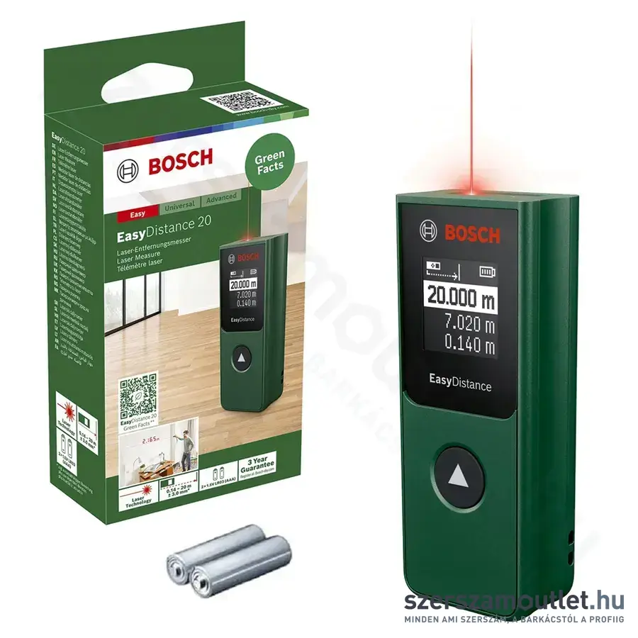BOSCH EasyDistance 20 Digitális lézeres távolságmérő 635Nm, 0,14-20m (0603672A00)