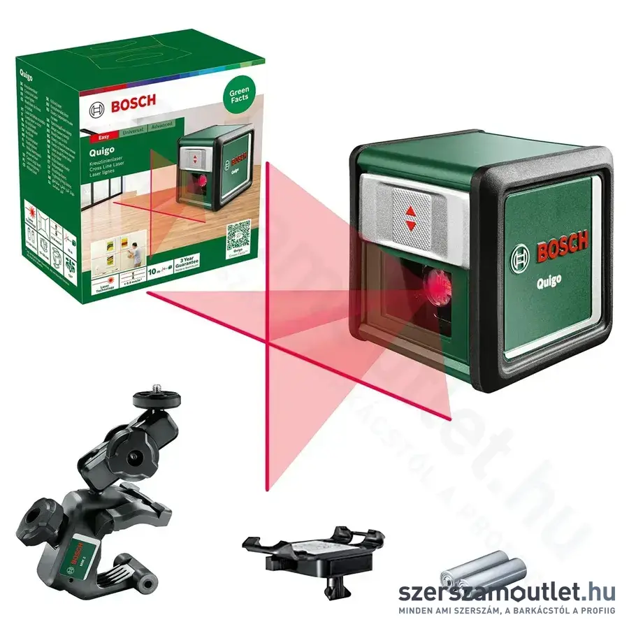 BOSCH Quigo Keresztvonalas szintezőlézer piros, 1/4