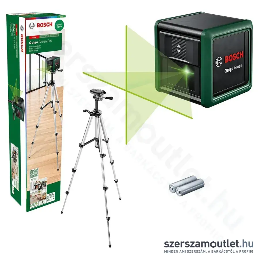 BOSCH Quigo Green Keresztvonalas szintezőlézer zöld, 1/4