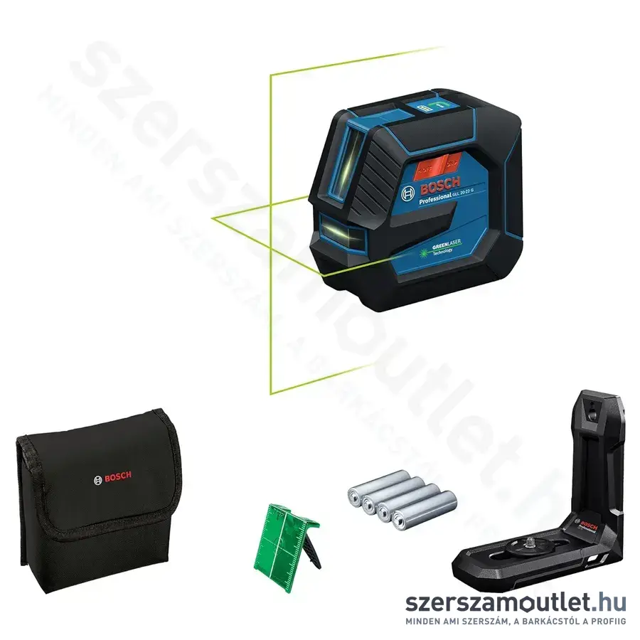 BOSCH GLL 20-22 G Professional Vonallézer zöld, 500-540Nm, 20m, IP65, 1/4