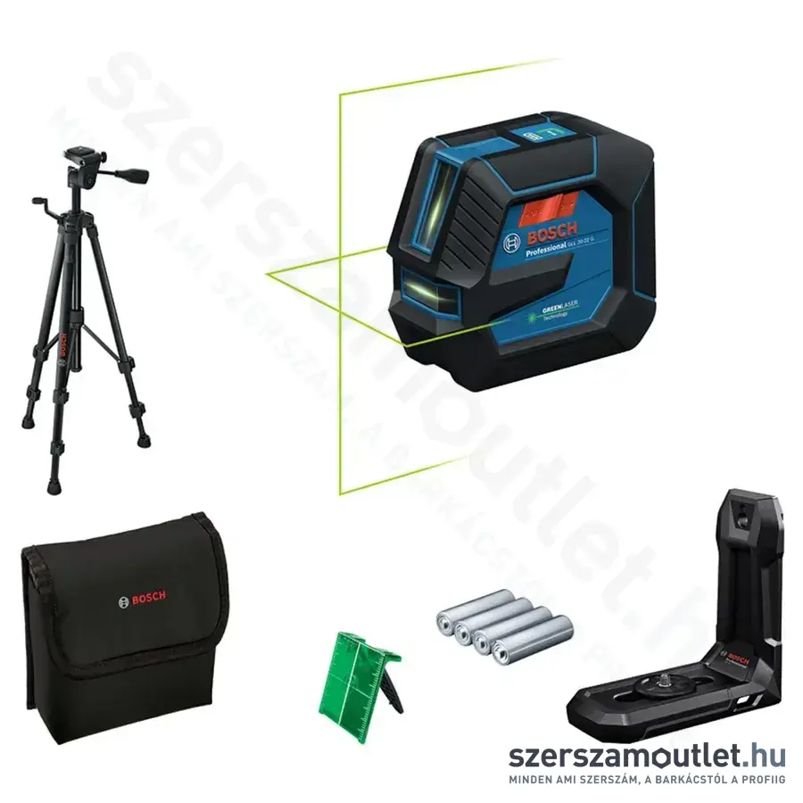 BOSCH GLL 20-22 G Professional Vonallézer zöld, 500-540Nm, 20m, IP65, 3,7V + állvány 1/4