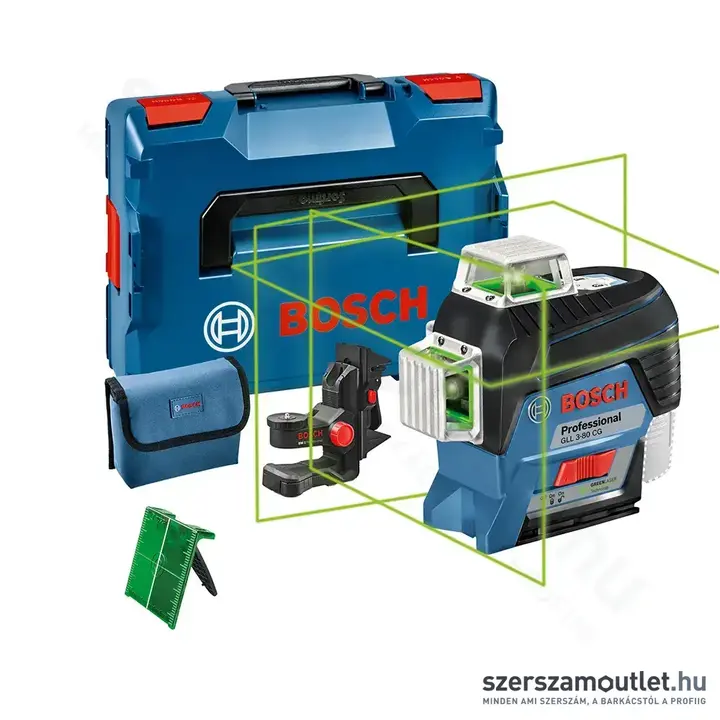BOSCH GLL 3-80 CG Professional Vonallézer zöld, 500-540Nm, 30m, IP54, 1/4
