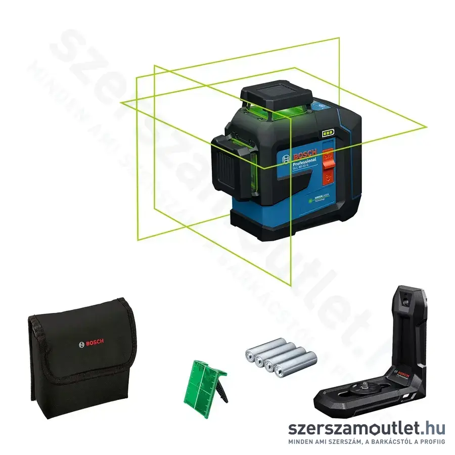 BOSCH GLL 80-33 G Professional Vonallézer zöld, 500-540Nm, 30m, IP65, 1/4