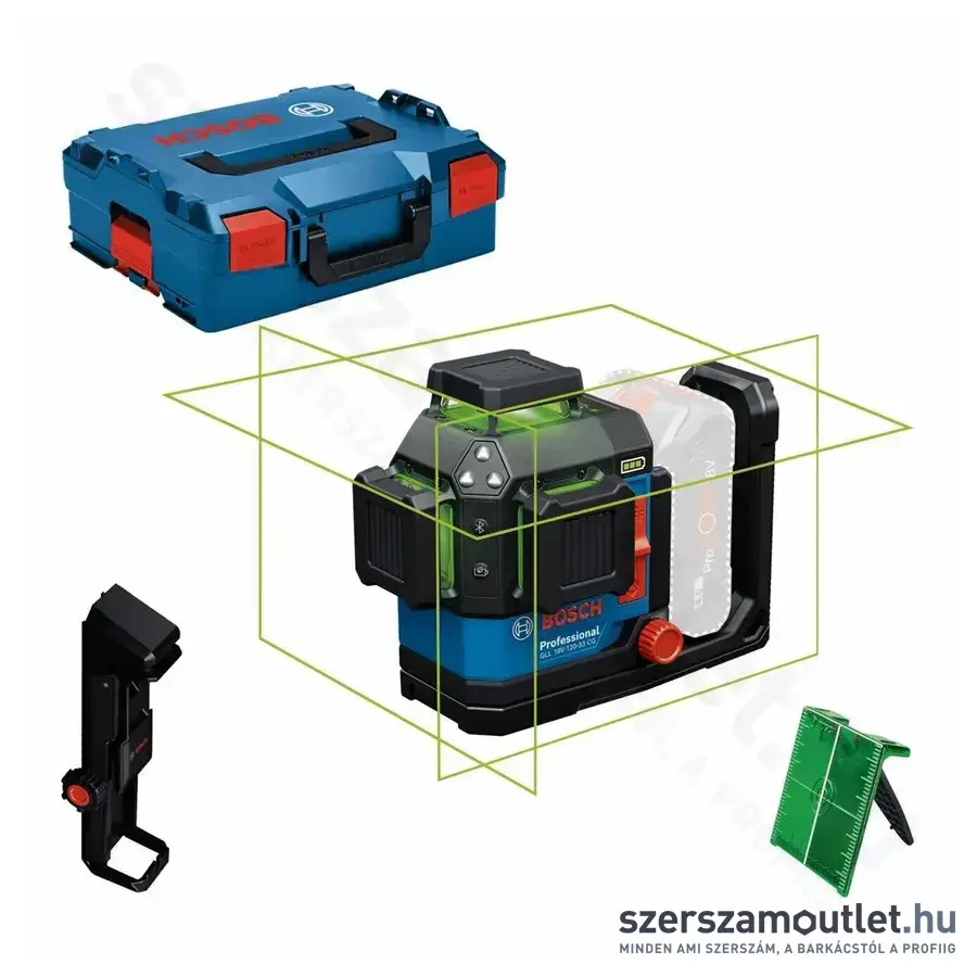 BOSCH GLL 18V-120-33 CG Professional Vonallézer zöld, 500-540Nm, 35m, IP65, 1/4