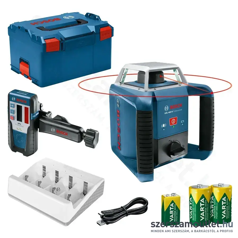 BOSCH GRL 400 H Professional Forgólézer piros, 635Nm, 20m, IP56, 5/8" (0601061806)