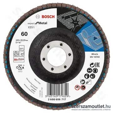 BOSCH Expert for Metal Lamellás csiszolótárcsa P40/P60/P80, 125mm (40db/vödör)