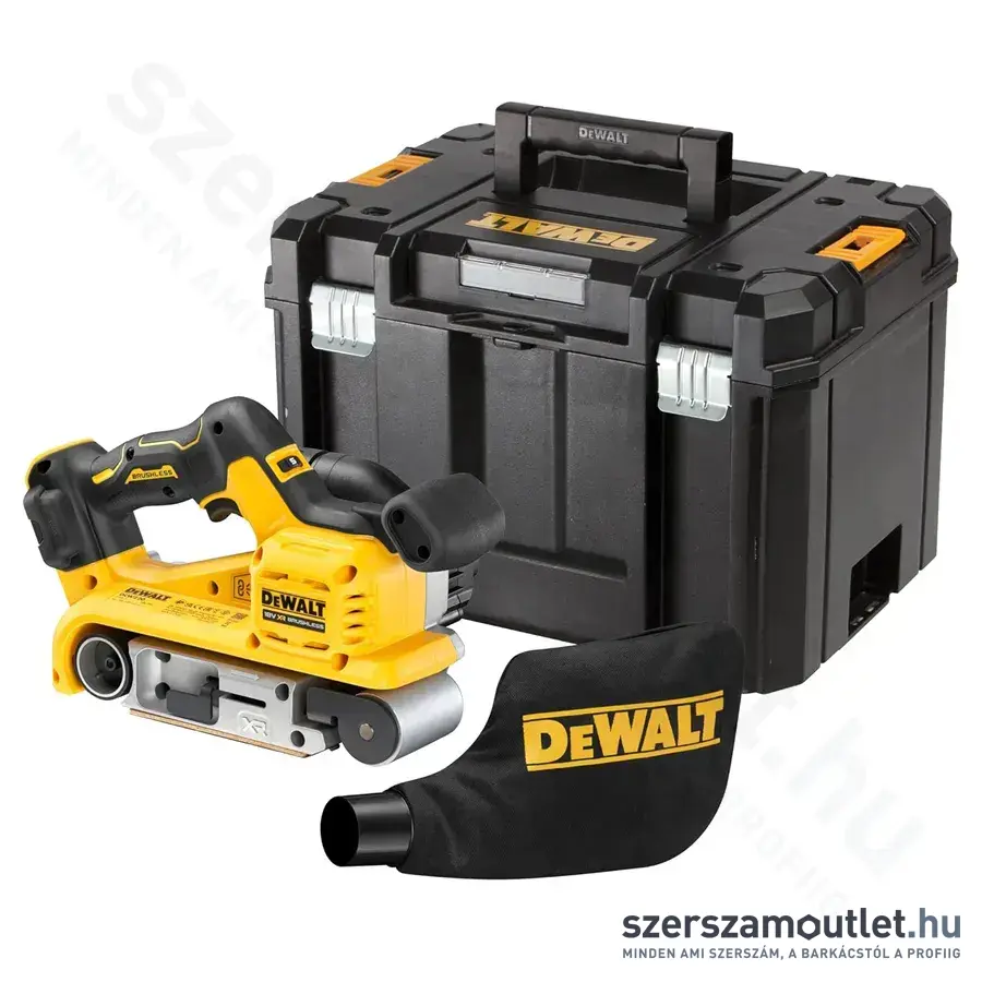 DEWALT DCW220NT-XJ Akkus szénkefementes szalagcsiszoló 75x533mm, 18V (Akku és töltő nélkül!)