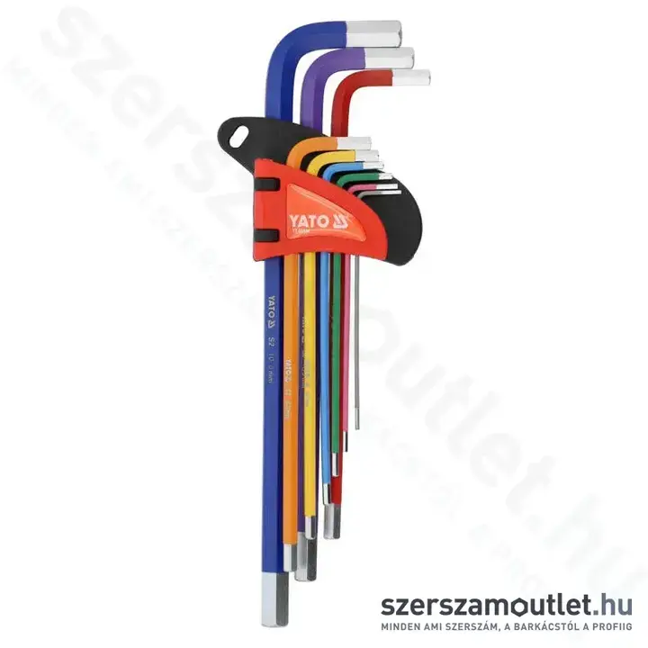 YATO Imbuszkulcs készlet, színezett, hosszított 9 részes (1,5-10mm) (YT-05634)