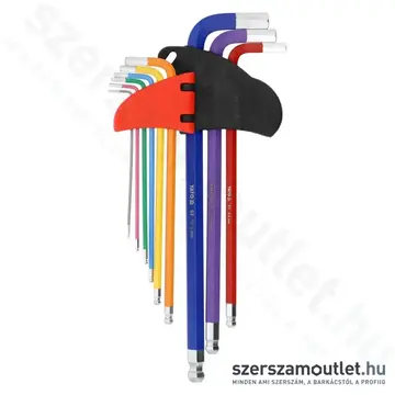 YATO Gömbfejű imbuszkulcs készlet, színezett, hosszított 9 részes (1,5-10mm) (YT-05635)