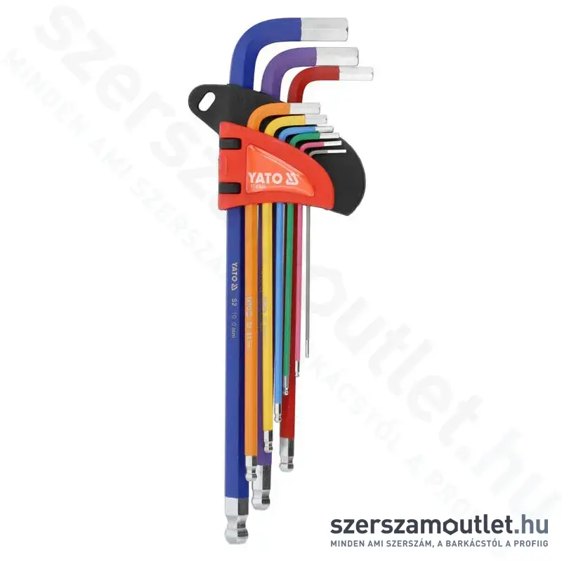 YATO Gömbfejű imbuszkulcs készlet, színezett, hosszított 9 részes (1,5-10mm) (YT-05635)