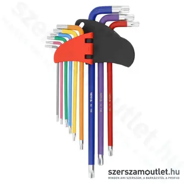 YATO Torx kulcskészlet, színezett, hosszított 9 részes (T10-T50) (YT-05636)