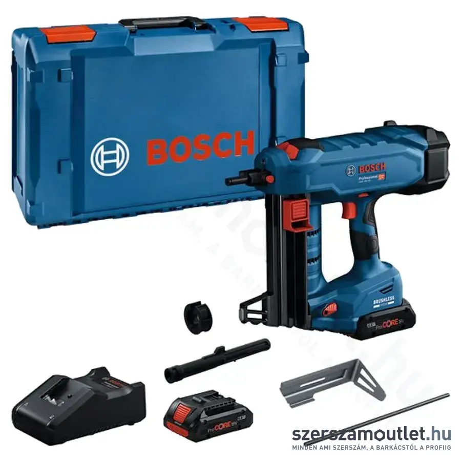 BOSCH GNB 18V-40 Akkus beton szénkefementes szegbelövő 0°, 2,7-3mm/13-40mm (2x4,0Ah/18V)