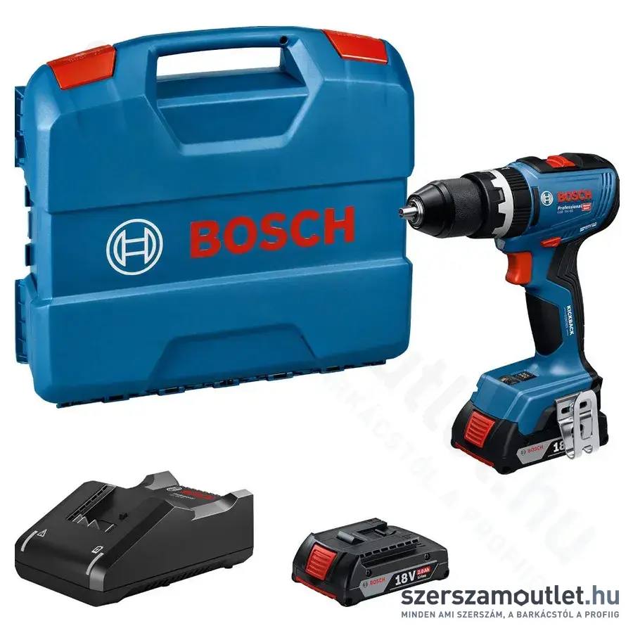 BOSCH GSB 18V-65 Professional Akkus szénkefementes ütvefúró-csavarozó 65/31Nm, 13mm (2x2,0Ah/18V)