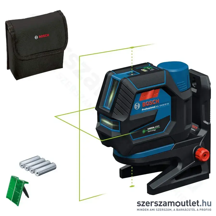 BOSCH GCL 12V-50-22 CG Professional Kombilézer, zöld, 25m, IP65, 12V