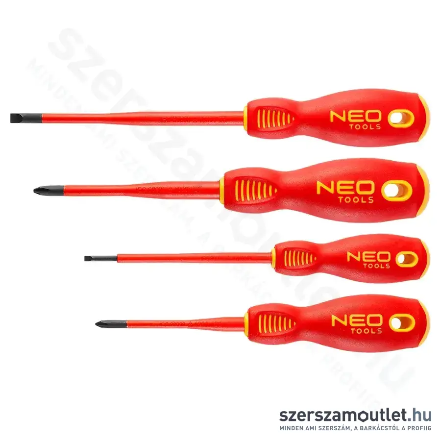 NEO TOOLS Csavarhúzó készlet, 1000V, szigetelt, vékonyított szár, SL/PH, 4db-os