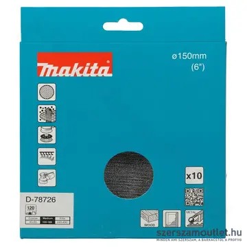 MAKITA csiszolóháló tépőz. D 150mm A120 10db