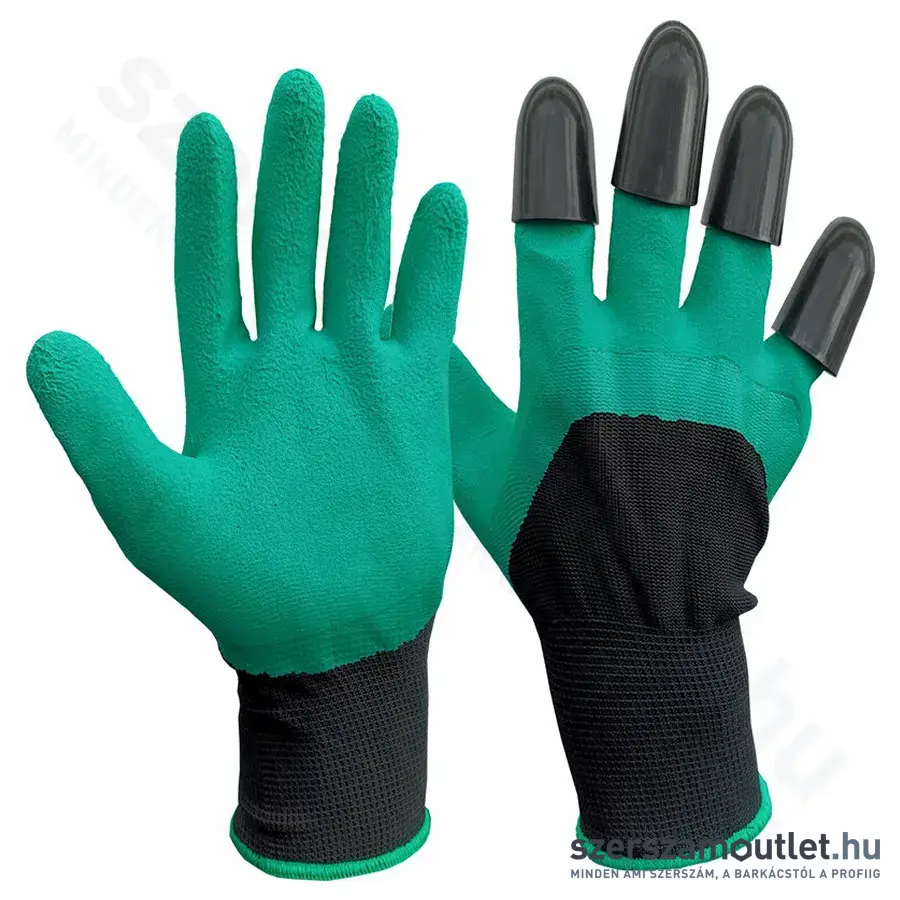 EXTOL Premium PES Kerti védőkesztyű, latex mártás, műanyag ásókarmok, 9-es (Fekete/Türkiz)