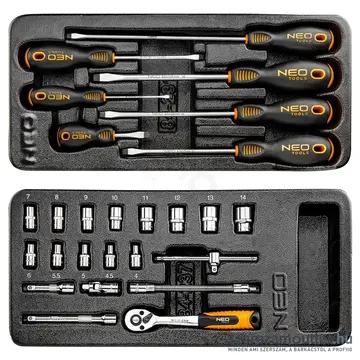 NEO TOOLS Műhelykocsi, 6 fiókos, 680x460x1030mm + szerszám készlet 149db-os