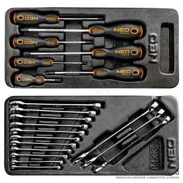 NEO TOOLS Műhelykocsi, 6 fiókos, 680x460x1030mm + szerszám készlet 149db-os
