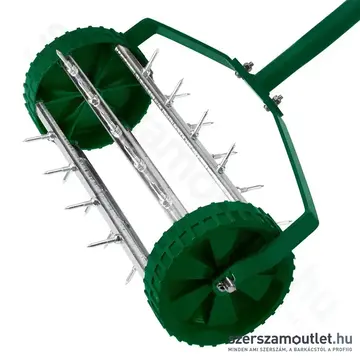 VERTO Fűszellőztető/gyepszellőztető, kézi, 27tüske, 15cm dobátmérő, 137cm