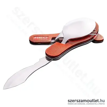 NEO TOOLS Tábori kemping zsebkés, evőeszköz funkció, alumínium, 100mm