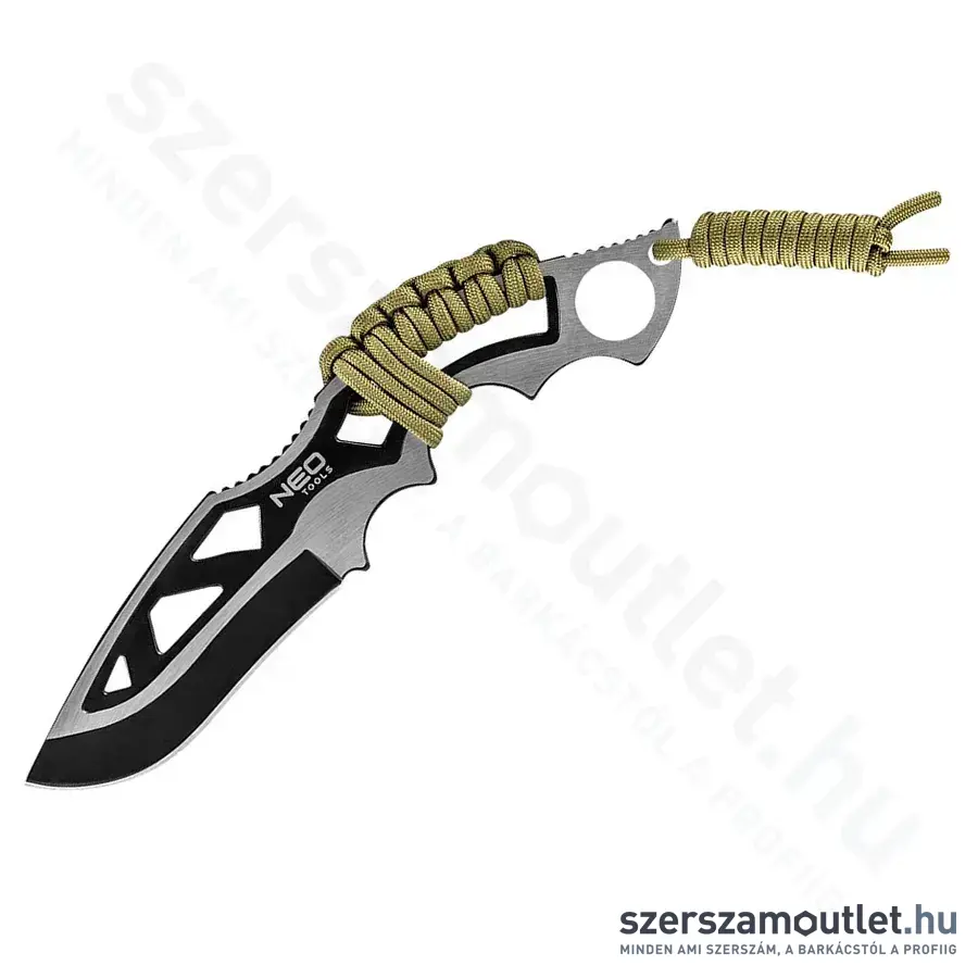 NEO TOOLS Túlélőkés 75cm-es paracord kötéllel, tokban, 110/203mm