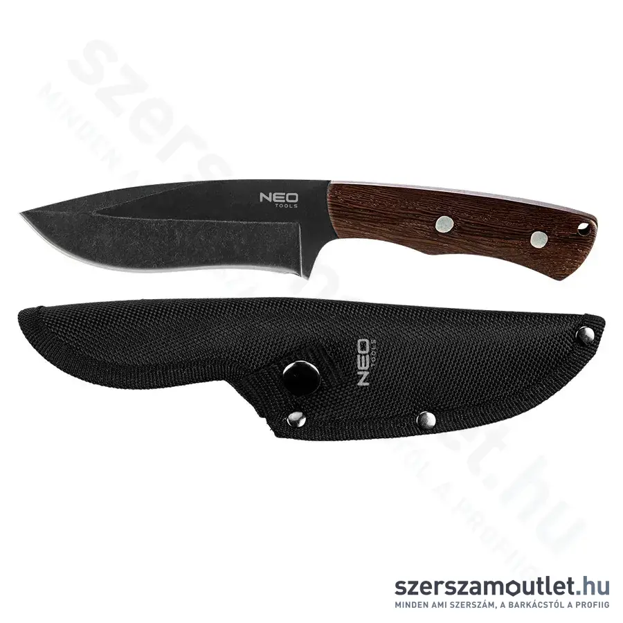 NEO TOOLS Túlélőkés, full-tang, rozsdamentes acél, fa markolat, 120/230mm