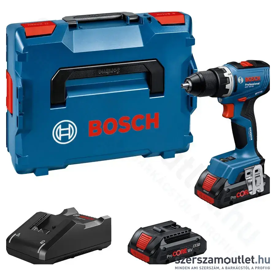 BOSCH GSR 18V-65 Professional Akkus szénkefementes fúrócsavarozó 31/63Nm, 1,5-13mm (2x4,0Ah/18V)