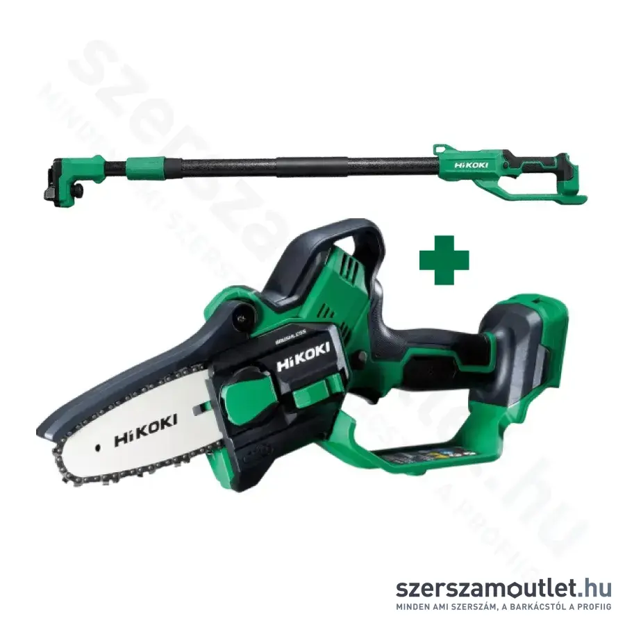 HIKOKI CS1810DD Akkus láncfűrész (18V/10cm) + Magassági ágvágó adapter (Akku és töltő nélkül!)