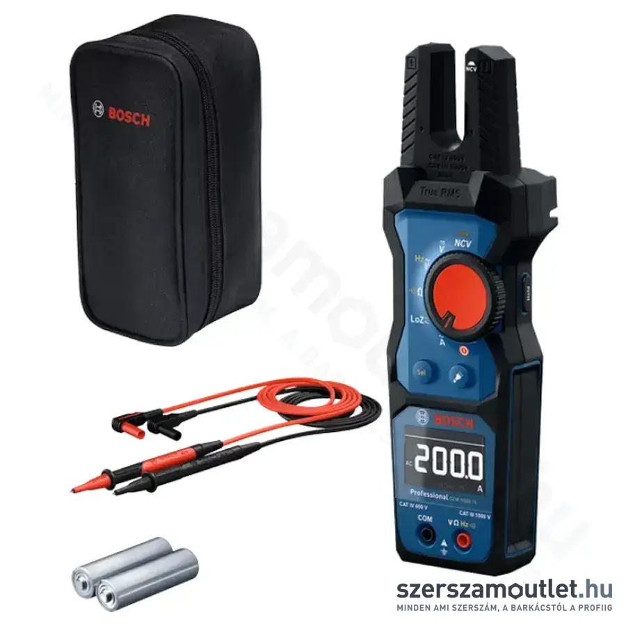 BOSCH GFM 1000-15 Professional Digitális Multiméter Lakatfogó Egyenes IP54, LCD, 1000V, 200A