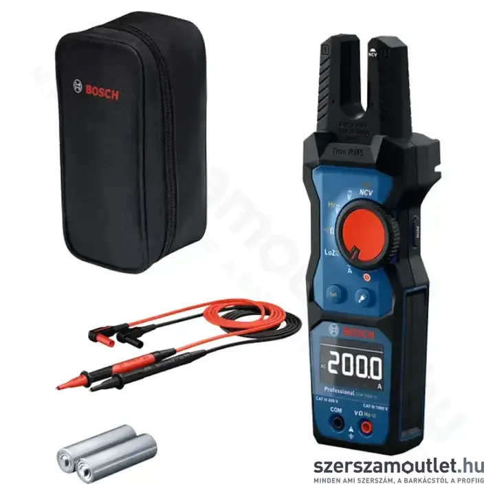 BOSCH GFM 1000-15 Professional Digitális Multiméter Lakatfogó Egyenes IP54, LCD, 1000V, 200A