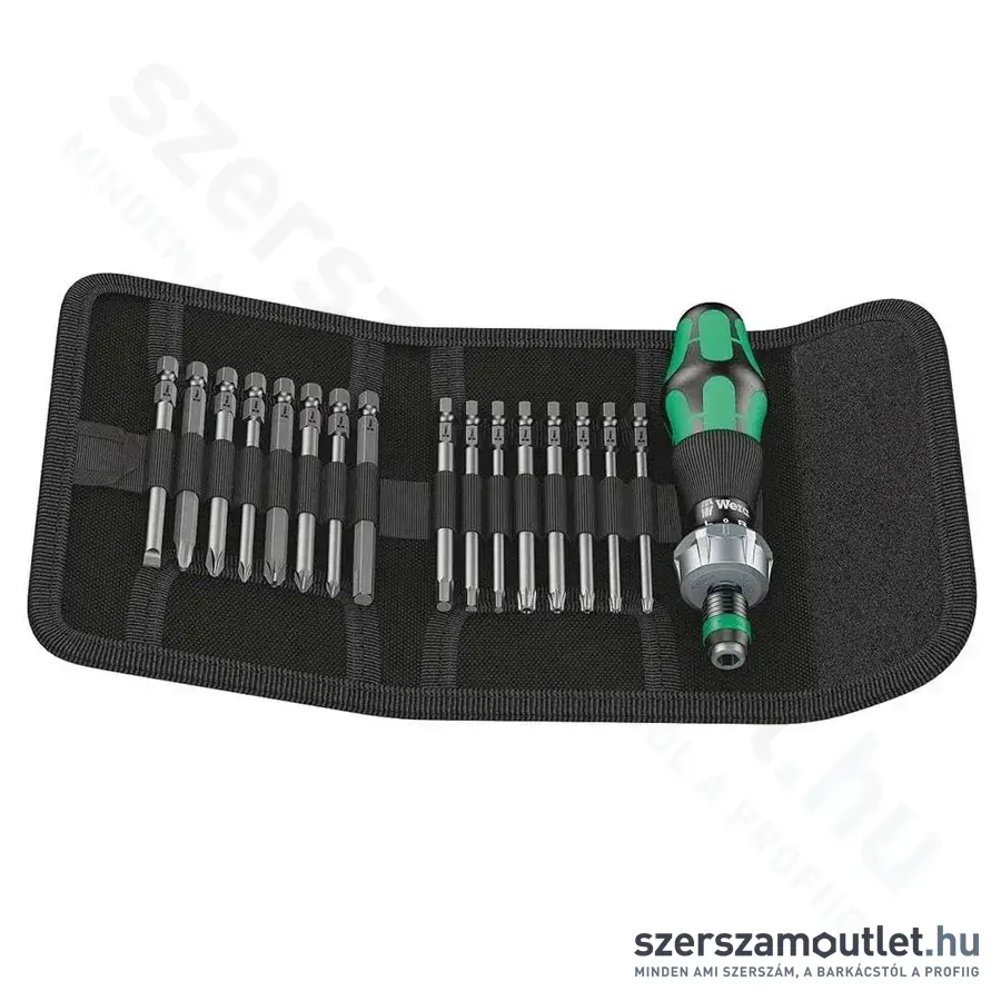 WERA Kompakt 60 RA Bitkészlet nyéllel, racsnis, hosszított, 1/4