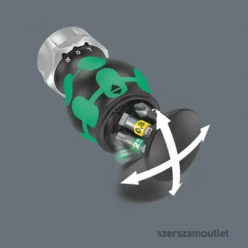 WERA Kompakt Stubby magazine RA 1 Racsnis, marokcsavarhúzó bitkészlettel, 1/4