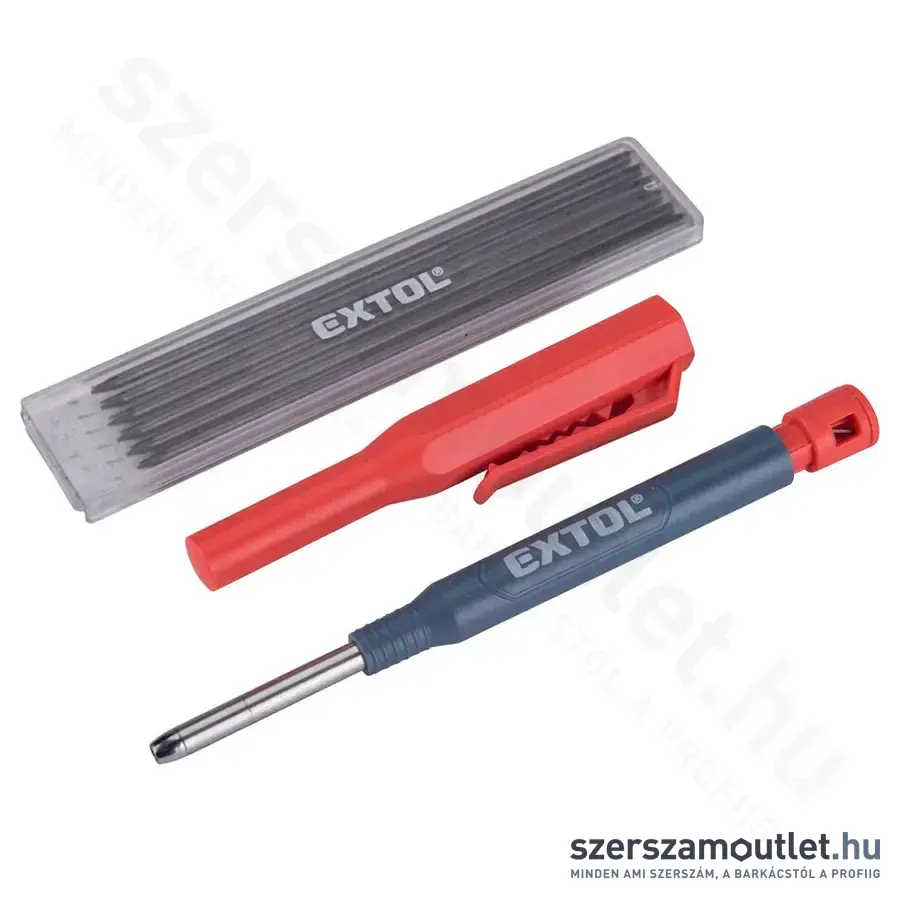 EXTOl Ácsceruza kupak klipsszel, hegyezővel, tölthető + póthegy, HB, 2,8x120mm, 6db