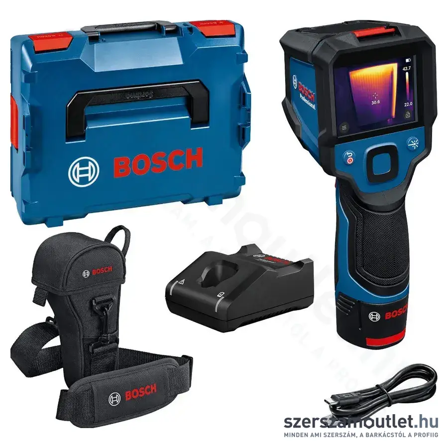 BOSCH GTC 12V-450-13 Professional Akkus hőkamera -20°C-+450°C, USB-C, 645-660nm, IP54 (2,0Ah/12V)