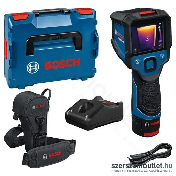 BOSCH GTC 12V-450-13 Professional Akkus hőkamera -20°C-+450°C, USB-C, 645-660nm, IP54 (2,0Ah/12V)