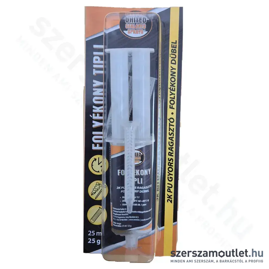 UNITED SEALANTS Folyékony tipli készlet 25ml + 2db szitahüvely 8mm + 2db mixer