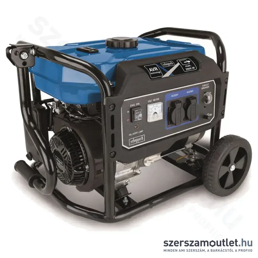 SCHEPPACH SG 3200x Vázszerkezetes áramfejlesztő AVR vezérléssel, 212cm3, 15l, IP23, 2800W/230V
