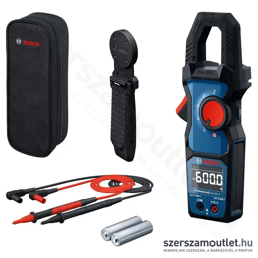 BOSCH GMC 600-15 + MH 1 Professional Digitális Multiméter Lakatfogó IP54, LCD, 600V