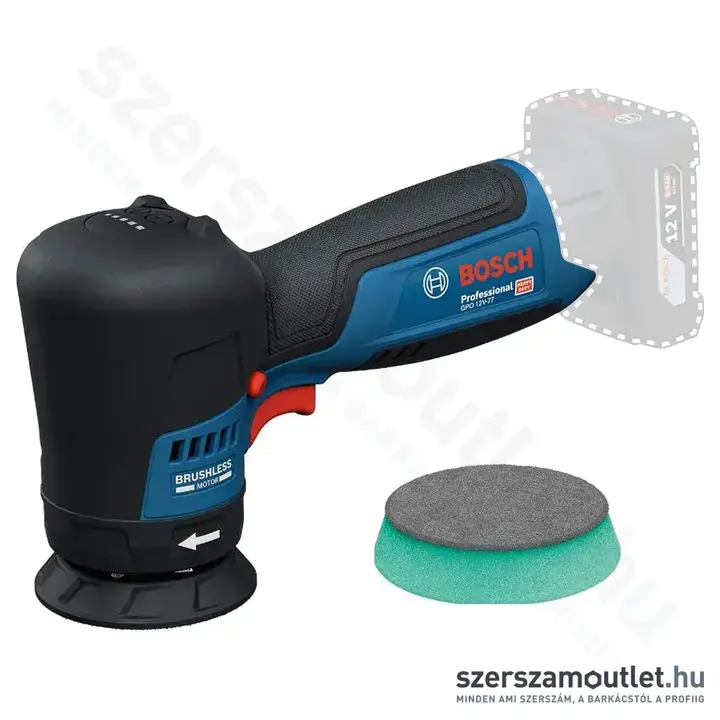 BOSCH GPO 12V-77 Professional Akkus szénkefementes polírozógép 77mm, 12V (Akku és töltő nélkül!)