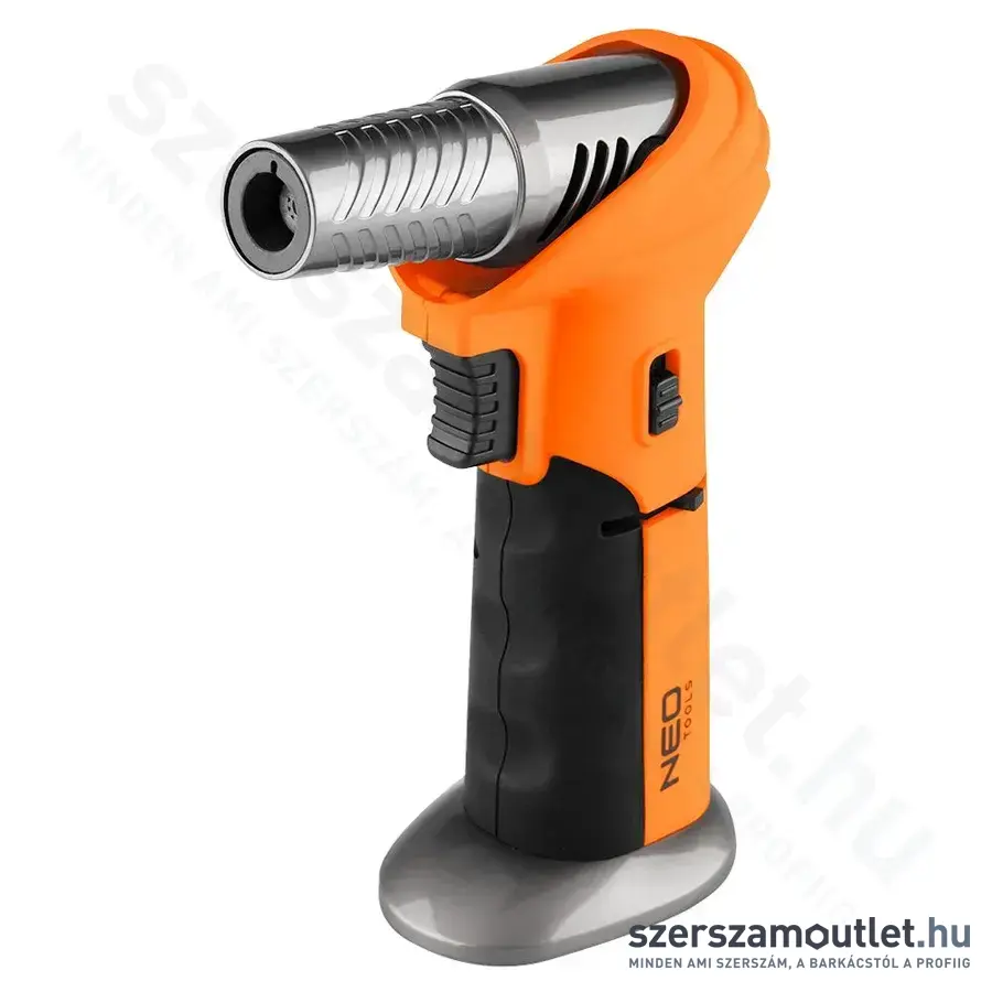 NEO TOOLS Gázforrasztó, gázégő, 360°-os, Piezo, 1300°C, gázszabályzó szelep, 10g gáztöltet