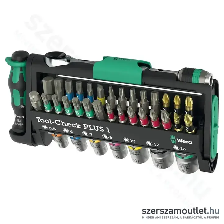 WERA Tool-Check PLUS 1 Dugókulcs -és bitkészlet, PH/PZ/TX/SL/HX, 5,5-13mm, 39db-os