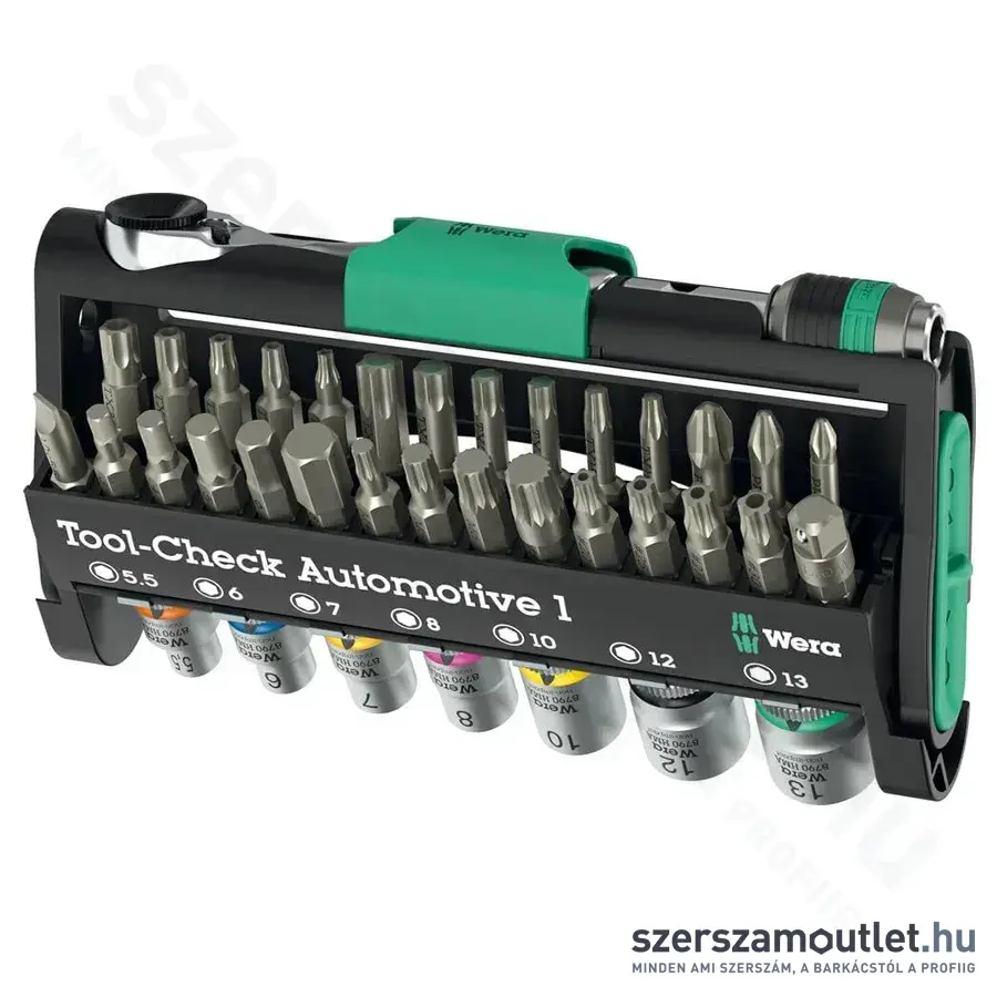 WERA Tool-Check Automotive 1 Dugókulcs -és bitkészlet, PH/XZN/TX/SL/HX, 5,5-13mm, 38db-os